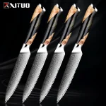 Japanese Damascus Steel Steak Knife Set 1-4 Pieces