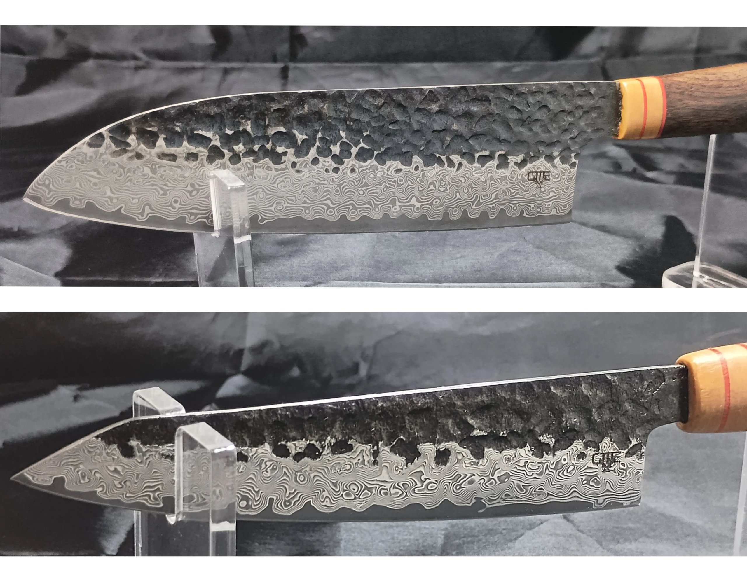 OTE Knives Handmade- 7" Santoku & 5" Utility Knife Set- Damascus Steel